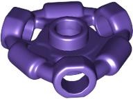 Plate Special 1 x 1 with Hole Through Stud, 3 Bars and 3 Bar Holes in Dark Purple
