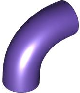 Brick Round 1 x 1 diameter Tube with 90 Degree Elbow (2 x 2 x 1) and Axle Holes (Crossholes) at each end in Dark Purple