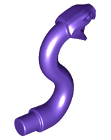Animal, Snake Head with Open Mouth, Fangs and Curved Neck with Bar in Dark Purple