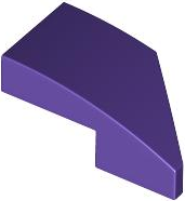 Brick Wedged, Curved 2 x 1 with Stud Notch Left in Dark Purple
