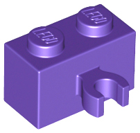 Brick Special 1 x 2 with Vertical Clip [Open O Clip] in Dark Purple