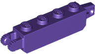 Hinge Brick 1 x 4 Locking with 1 Finger Vertical End and 2 Fingers Vertical End, 9 Teeth in Dark Purple