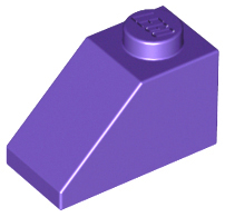 Brick Sloped 45° 2 x 1 with Bottom Pin in Dark Purple