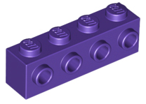 Brick Special 1 x 4 with 4 Studs on One Side in Dark Purple