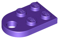 Plate Special 3 x 2 with Rounded End, Hole in Dark Purple