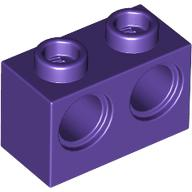 Technic Brick 1 x 2 [2 Pin Holes] in Dark Purple