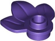 Plant, Plate 1 x 1 Round with 3 Leaves in Dark Purple
