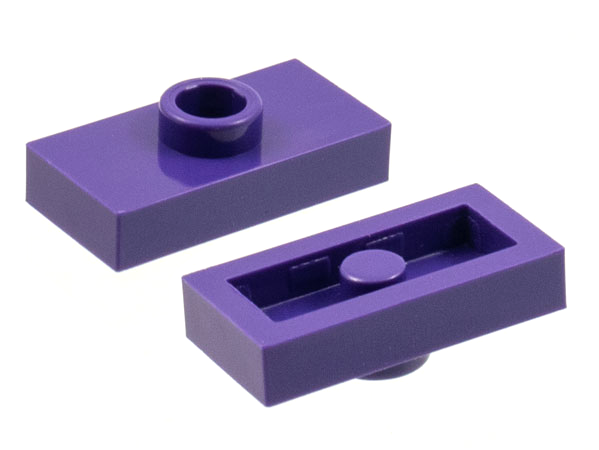 Plate Special 1 x 2 with 1 Stud without Groove (Jumper) in Dark Purple
