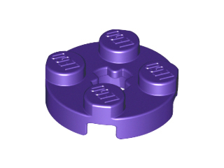 Plate Round 2 x 2 with Axle Hole Type 1 (+ Opening) in Dark Purple