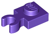 Plate Special 1 x 1 with Clip Vertical [Thick Open O Clip] in Dark Purple