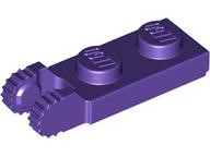 Hinge Plate 1 x 2 Locking with 2 Fingers On End, with Groove, 9 Teeth in Dark Purple