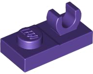 Plate Special 1 x 2, Top Clip [Open O] in Dark Purple