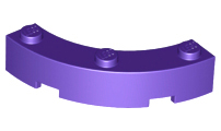 Brick Round Corner 4 x 4 Macaroni Wide with 3 Studs in Dark Purple