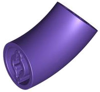 Brick Round 2 x 2 D. Tube with 45° Elbow and Axle Holes (Crossholes) at Each End [LONG] in Dark Purple
