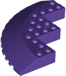 Brick Round Corner 10 x 10 with Slope 33° Edge, Axle Hole, Facet Cutout in Dark Purple