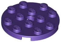 Plate Round 4 x 4 with Pin Hole in Dark Purple