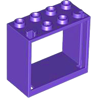 Window 2 x 4 x 3 Frame with Hollow Studs in Dark Purple