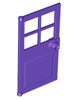 Door 1 x 4 x 6 with 4 Panes and Stud Handle in Dark Purple