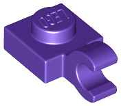 Plate Special 1 x 1 with Clip Horizontal [Thick Open O Clip] in Dark Purple