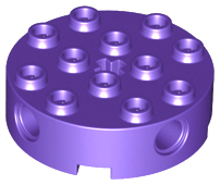 Brick Round 4 x 4 with 4 Side Pin Holes and Center Axle Hole in Dark Purple