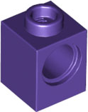 Technic Brick 1 x 1 with Pin Hole in Dark Purple