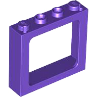 Window 1 x 4 x 3 Train with Shutter Holes and Solid Studs on Ends in Dark Purple