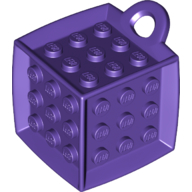 Die - 6 Sided with 3 x 3 Centre Studs, and Ring (DOTS) in Dark Purple