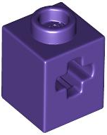 Technic Brick 1 x 1 with Axle Hole in Dark Purple