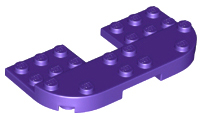 Plate Round Corners Double 4 x 8 with 2 x 2 Cutout and 2 x 8 Raised Studs, Reduces Nubs in Dark Purple