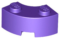 Brick Round Corner 2 x 2 Macaroni with Stud Notch and Reinforced Underside [New Style] in Dark Purple