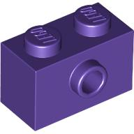 Brick Special 1 x 2 with 1 Center Stud on 1 Side, Bottom Stud Holder in Dark Purple