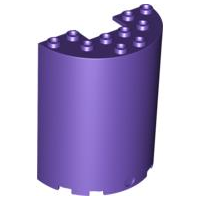 Cylinder Half 3 x 6 x 6 with 1 x 2 Cutout in Dark Purple