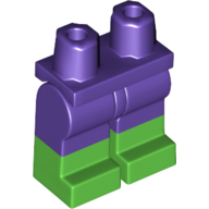 Hips and Legs with Molded Bright Green Lower Legs / Boots  Pattern, Dark Purple