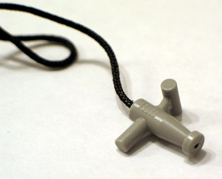 Minifig Hose Nozzle T Handle with 24L String in Light Gray