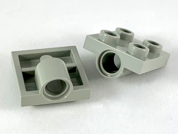 Plate Special 2 x 2 with 1 Pin Hole [Split Underside Ribs] in Light Gray