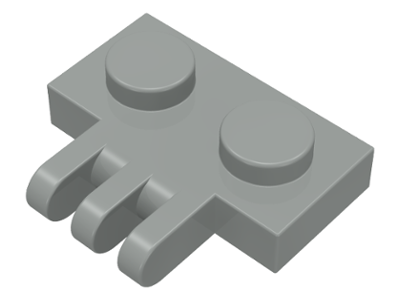 Hinge Plate 1 x 2 with 3 Fingers On Side in Light Gray