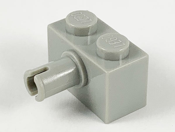 Brick Special 1 x 2 with Pin in Light Gray