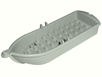 Boat / Rowing Boat 14 x 5 x 2 with Oarlocks [2 Hollow Inside Studs] in Light Gray