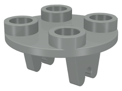 Wheel Holder, Plate, Round 2 x 2 Thin with Clips in Light Gray