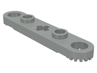 Technic Plate 1 x 5 with Toothed Ends, 2 Studs and Center Axle Hole in Light Gray