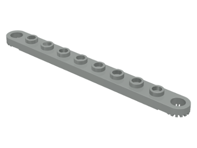 Technic Plate 1 x 10 with Toothed Ends in Light Gray