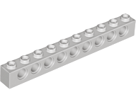 Technic Brick 1 x 10 [9 Pin Holes] in Light Gray