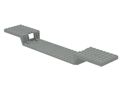 Vehicle Base, Train 6 x 34 Split-Level with Bottom Tubes in Light Gray