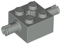 Brick Special 2 x 2 with 2 Pins and Axle Hole in Light Gray