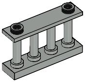 Fence Spindled 1 x 4 x 2 [2 Top Studs] in Light Gray