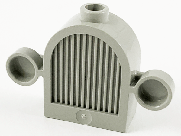 Grille 1 x 2 x 2 Round Top [Lights & Centre Top Stud] in Light Gray