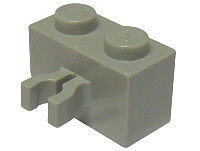 Brick Special 1 x 2 with Vertical Clip [Thick U Clip] in Light Gray