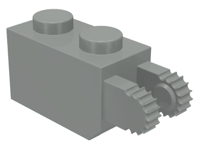 Hinge Brick 1 x 2 Locking with 2 Fingers Vertical End, 9 Teeth in Light Gray
