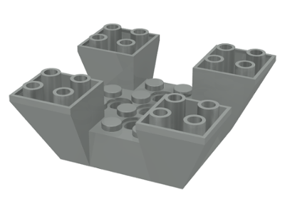 Brick Sloped Inverted 65° 6 x 6 x 2 Quad with Cutouts in Light Gray