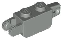 Hinge Brick 1 x 2 Locking with 1 Finger Vertical End and 2 Fingers Vertical End, 9 Teeth in Light Gray